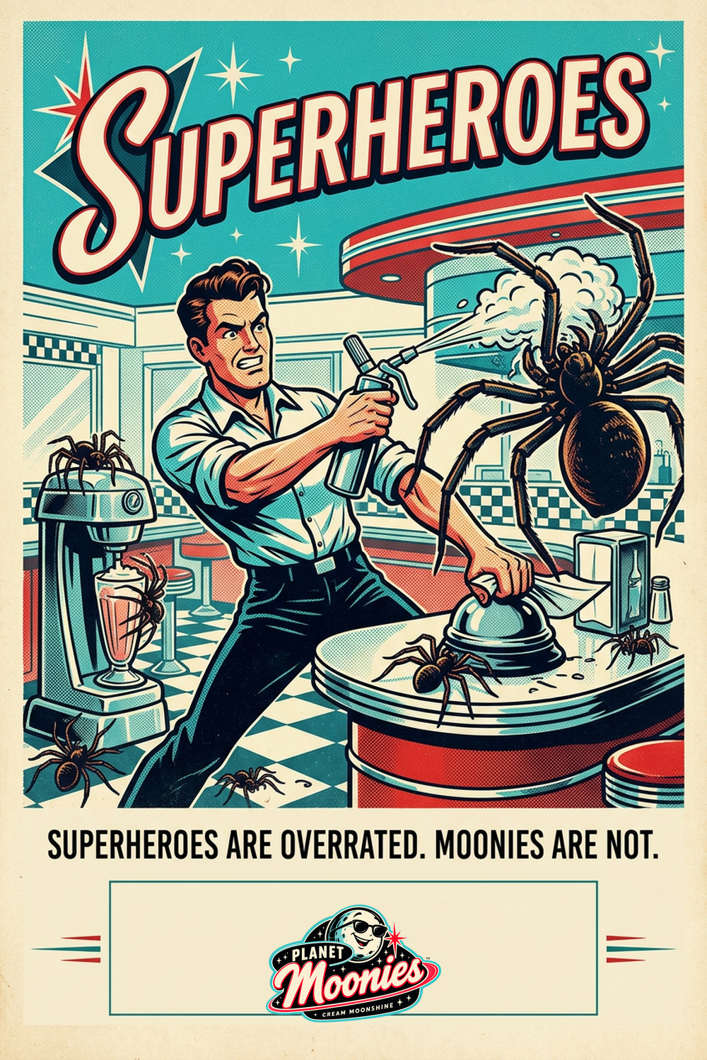 1950s style movie poster for Superheroes
