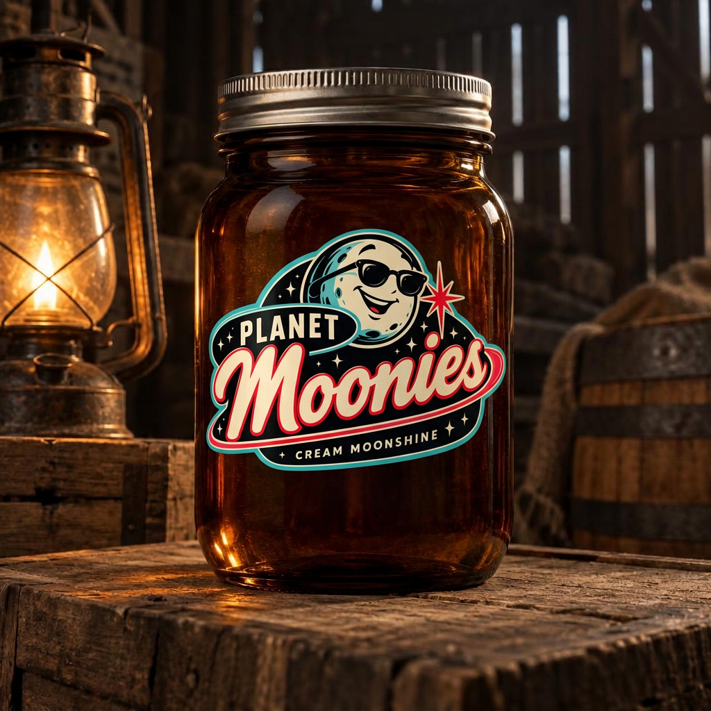 Amber Planet Moonies mason jar