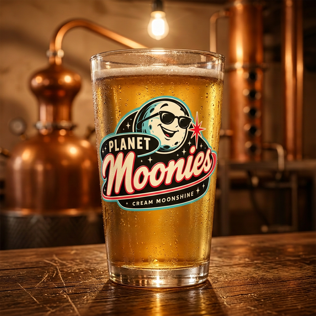 Planet Moonies fountain glass