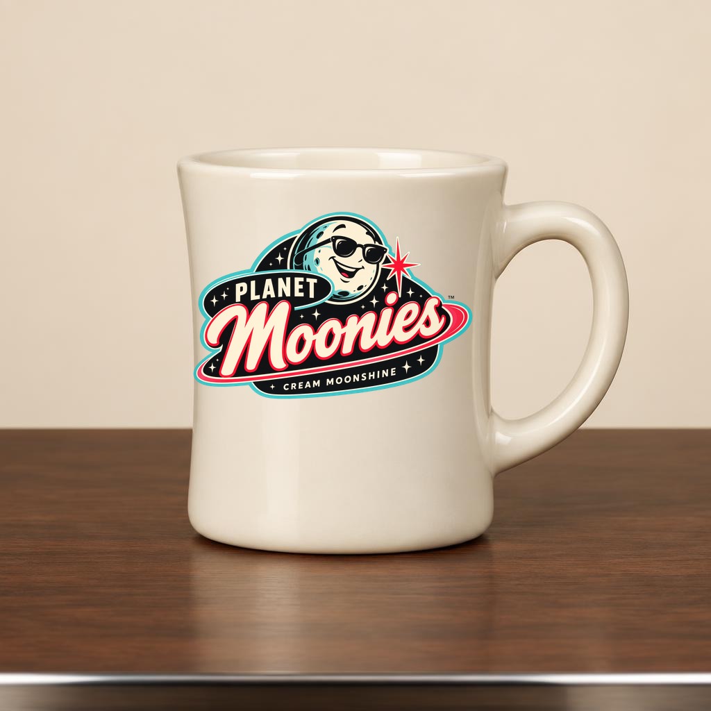 Cream Planet Moonies stoneware mug