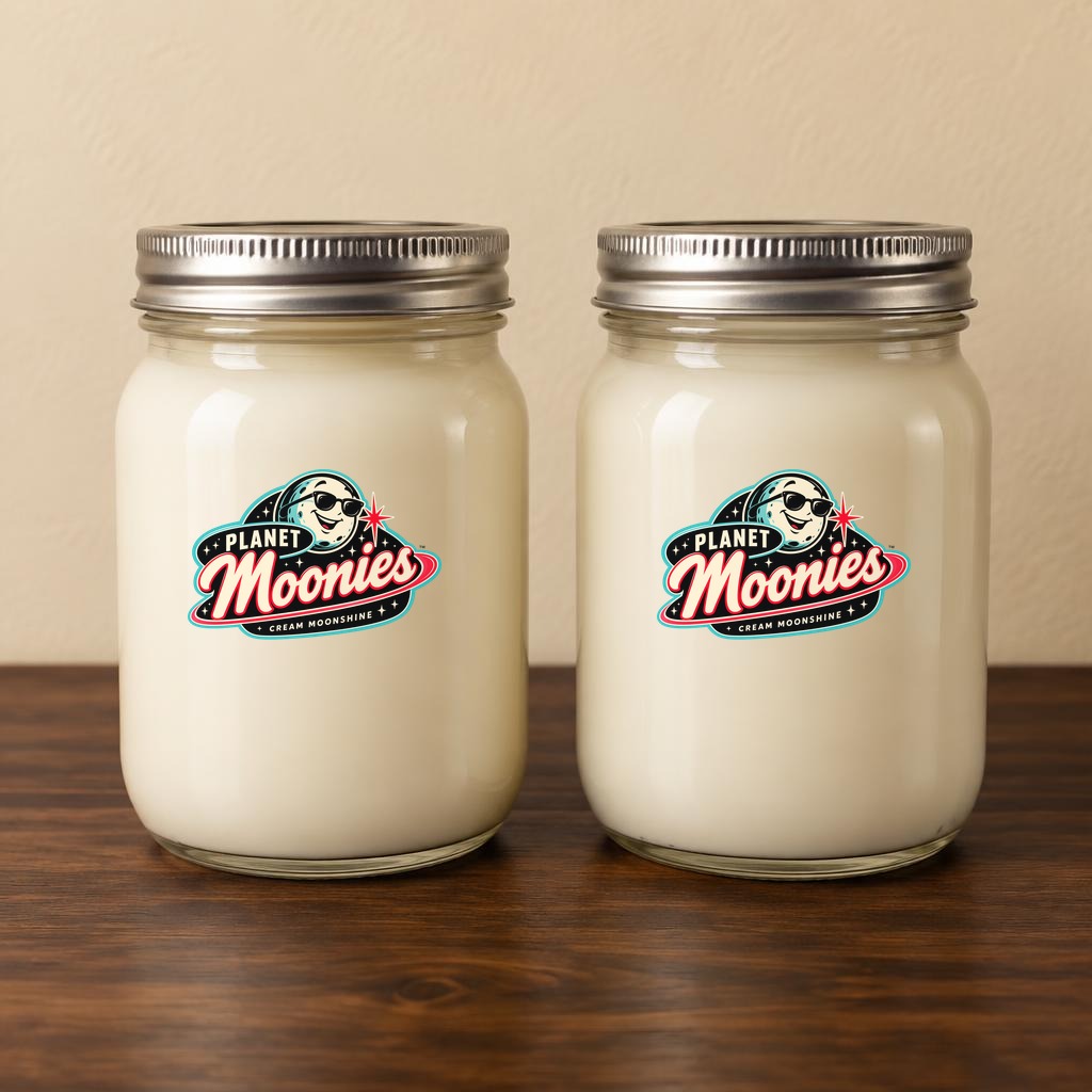 Pair of sealed Planet Moonies mason jars