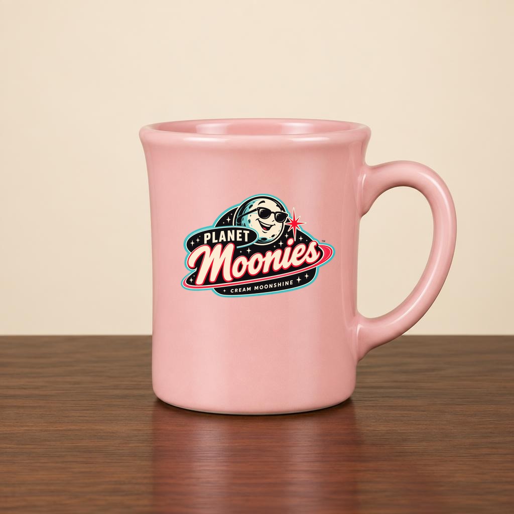 Pink Planet Moonies stoneware mug