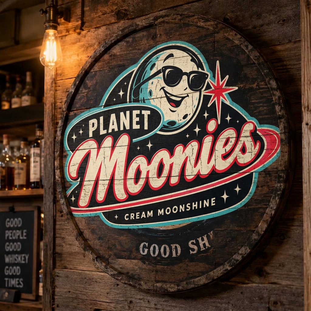 Planet Moonies wooden wall sign